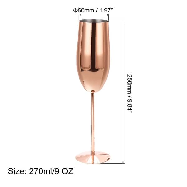 Unbreakable Stemmed Champagne Glasses, 270ml/9 oz Champagne Flutes,Rose Gold - Rose Gold