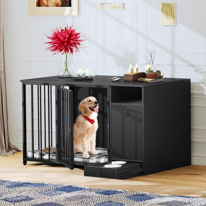 Moasis 3-in-1 Furniture-style Dog Crate Pet Crate with Drawers, TV Stand