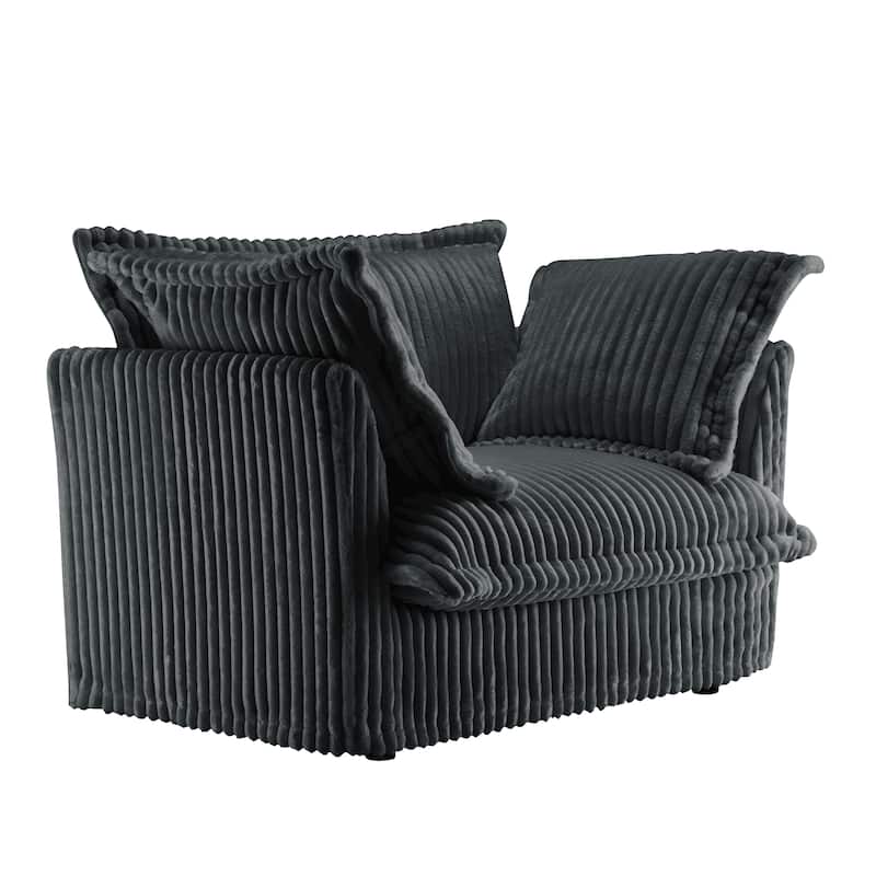 Leisure Armchair with Removable Covers, Accent Chair with Deep Seat, Lounge Chair with High Back Pillows, Set of 2
