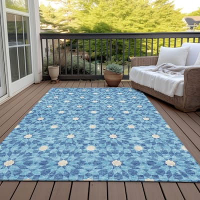 Machine Washable Indoor/ Outdoor Chantille Boho Morrocan Rug