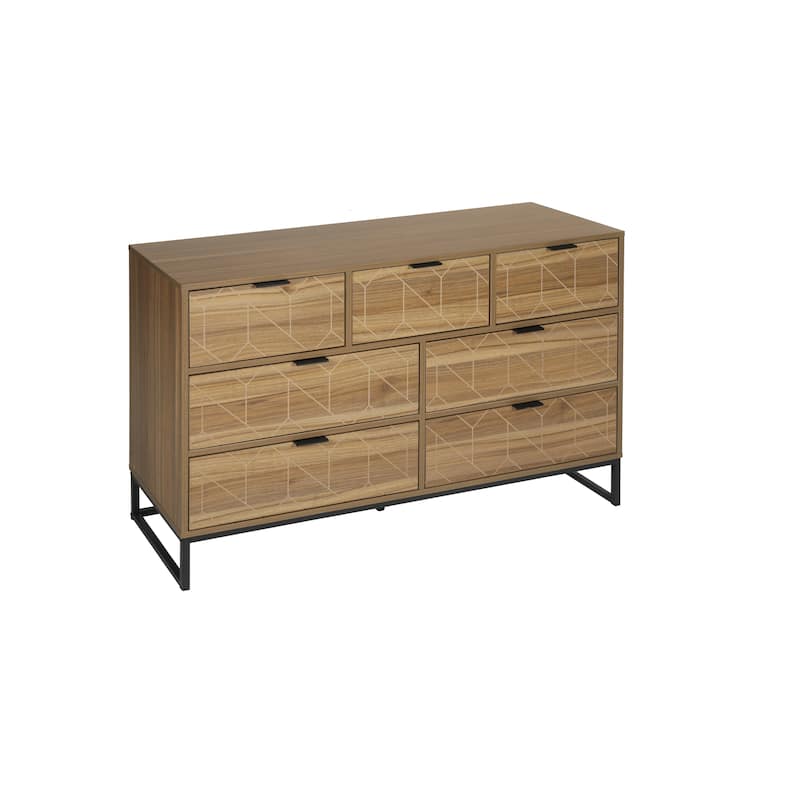 Modern 7 Drawer Dresser Wood Cabinet