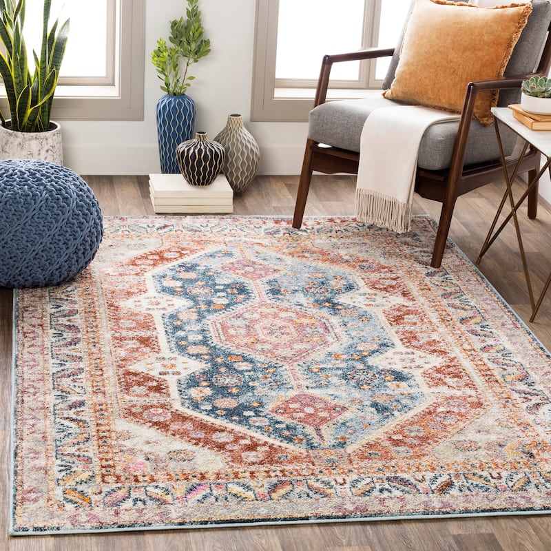Livabliss Imelda Southwestern Medallion Area Rug - 7'10" x 10'3" - Blue/Rust
