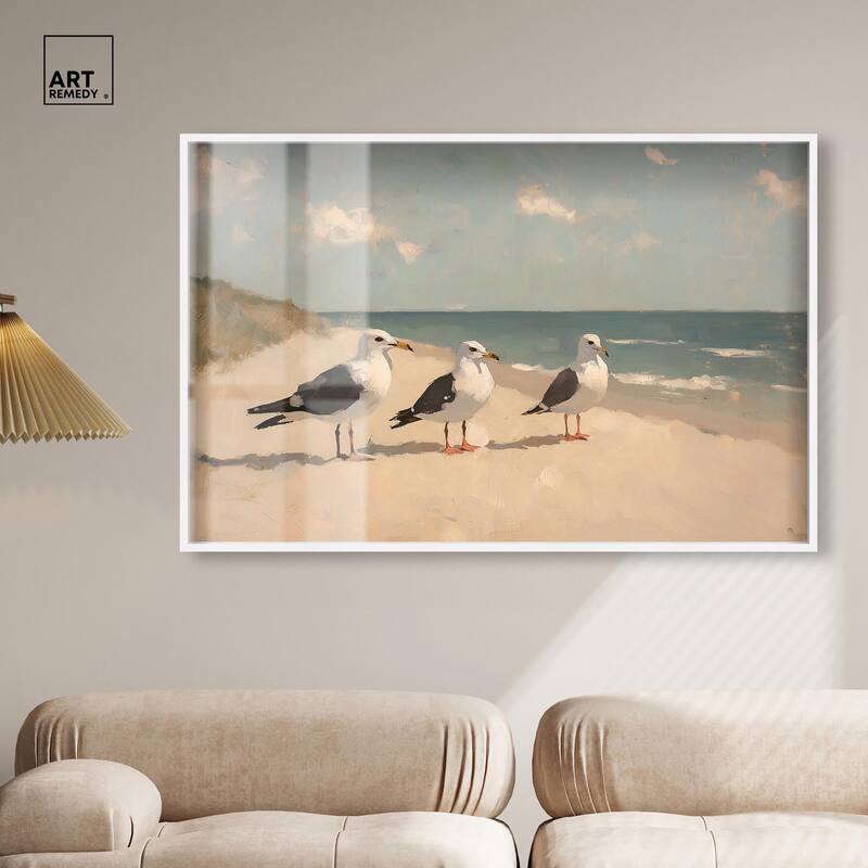 Seagulls at the Beach I Shadowbox by Art Remedy