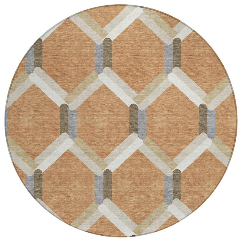 Machine Washable Indoor/ Outdoor Modern Trellis Chantille Rug