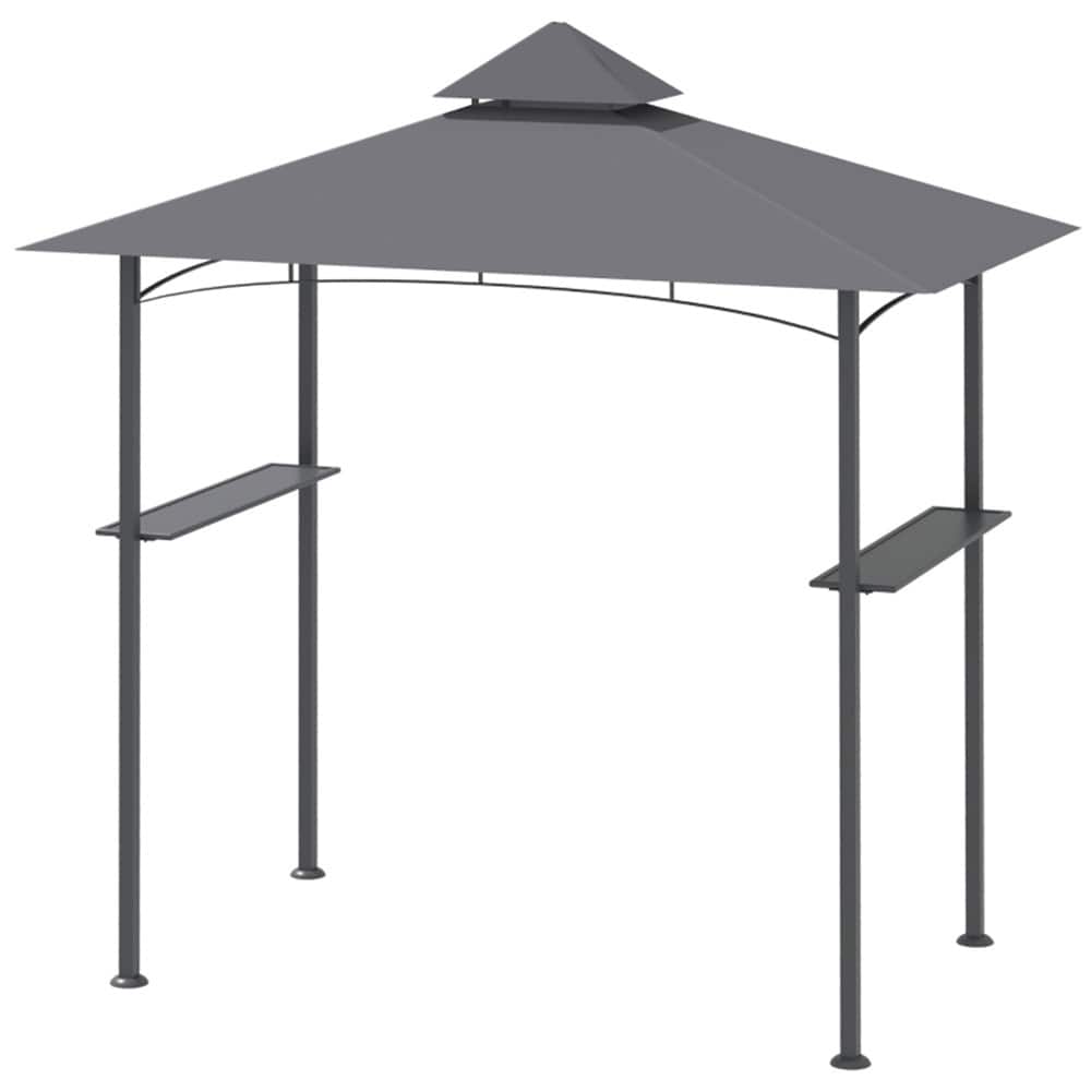 Gray and Black Outdoor Grill Gazebo with Double-Layer PA-Coated Polyester Canopy Powder-Coated Steel Frame