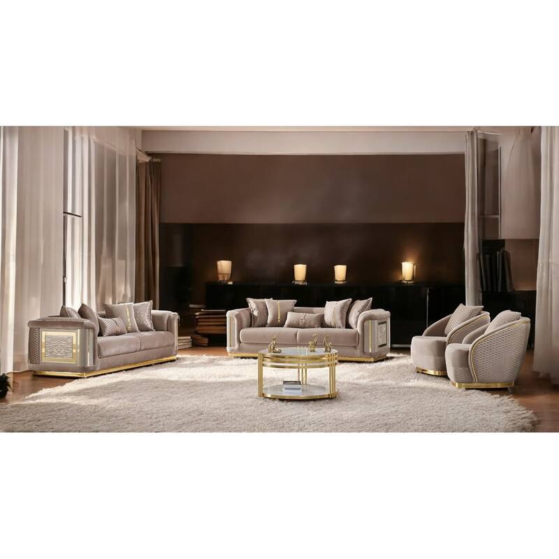 Divinia 2 Pieces Living Room Sets 2 Sofa 2 Chair - Beige