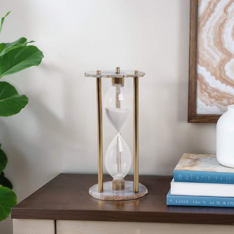 Stone Hourglass Agate Frame Modern Accent Home Office - 10" Brown - 4" x 4" x 10" - Brown - 4" x 4" x 10"