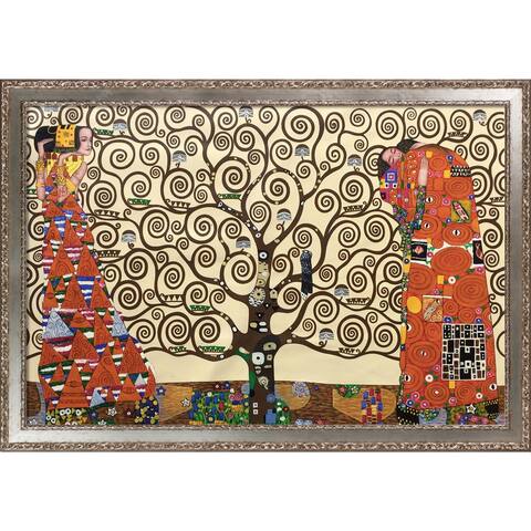 La Pastiche The Tree of Life, Stoclet Frieze, 1909 with Versailles Silver Salon Frame, 28" x 40"
