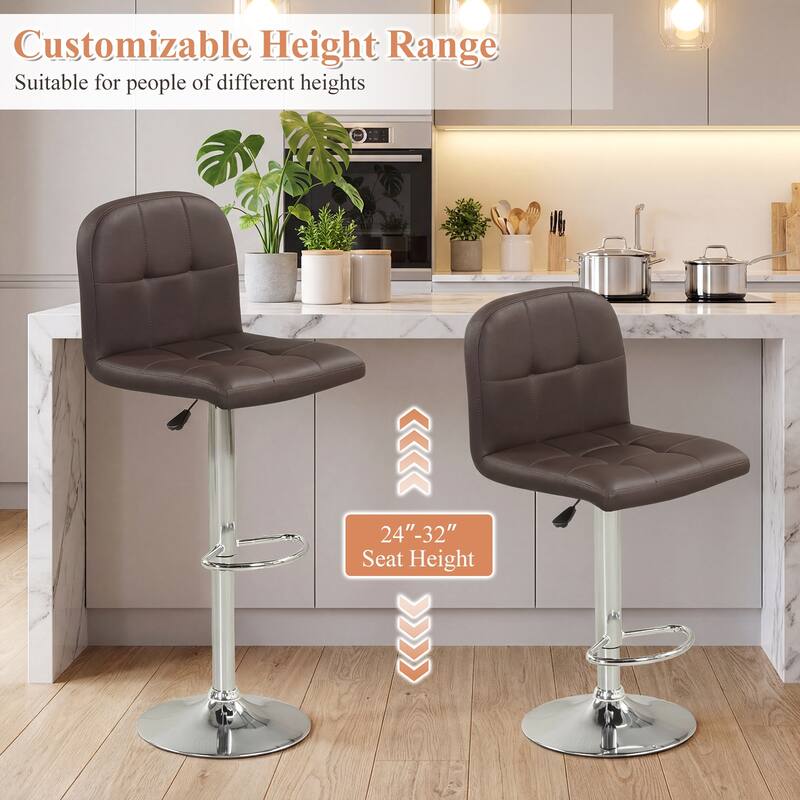 Gymax Swivel Bar Stools Set of 2 w/ Backrests Footrests & Metal Base