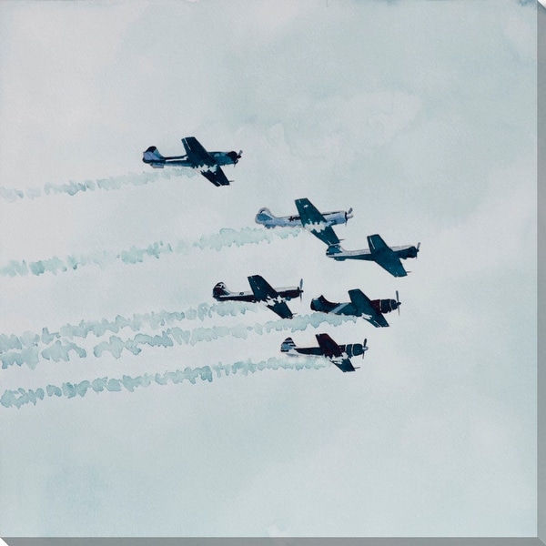 48” x 48” Aerobic Formation Blue Rectangular Canvas Wall Art Decor - other-frame-size