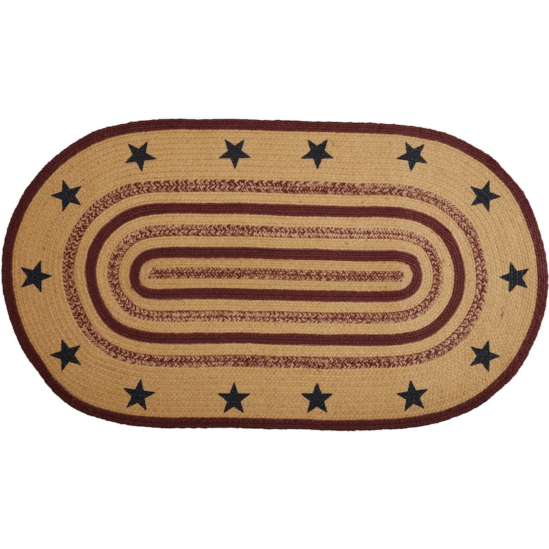 Potomac Jute Rug Oval Stencil Stars w/ Pad 27x48 - 27" x 48" Oval