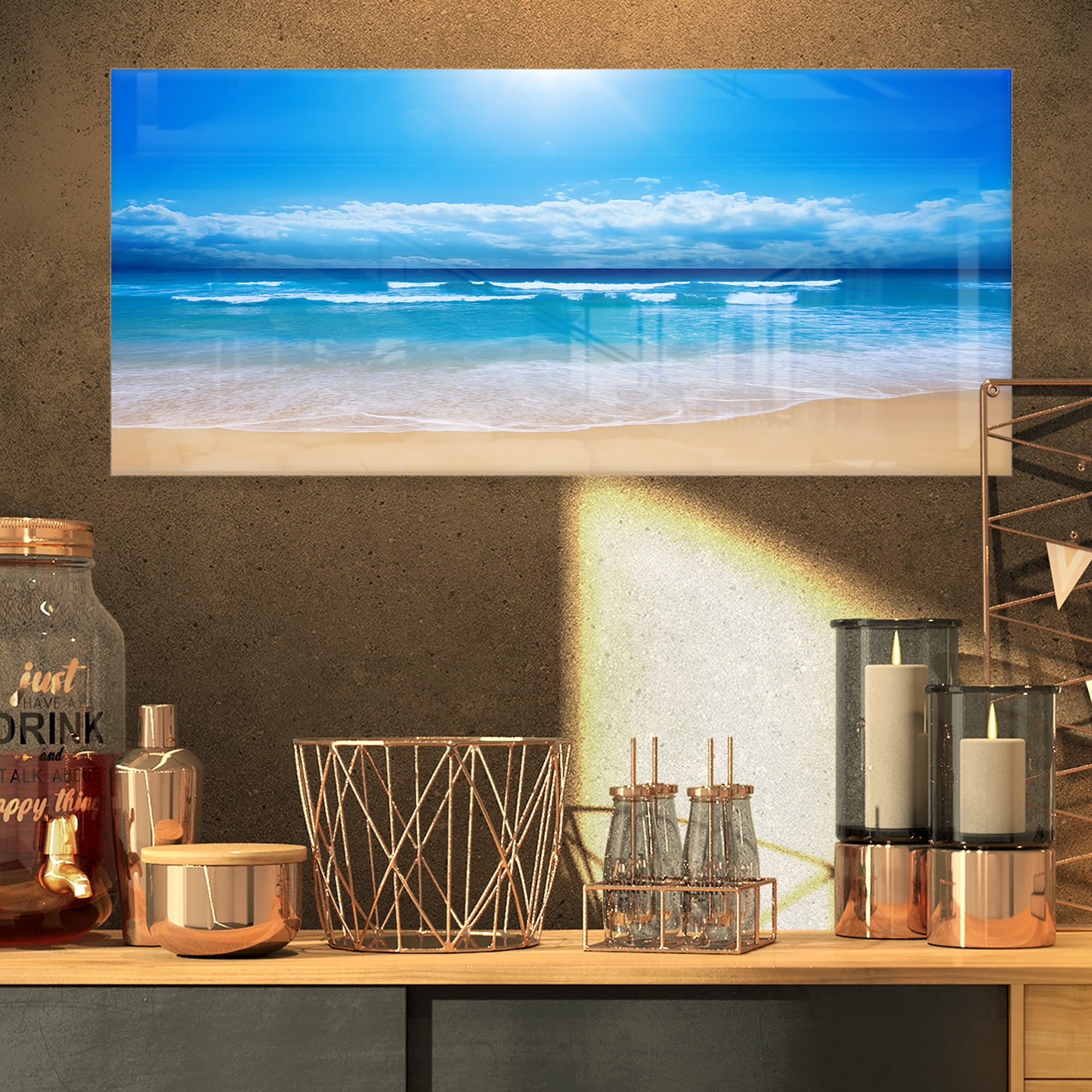 Designart 'Paradise Beach' Seascape Photography Metal Wall  Small-image