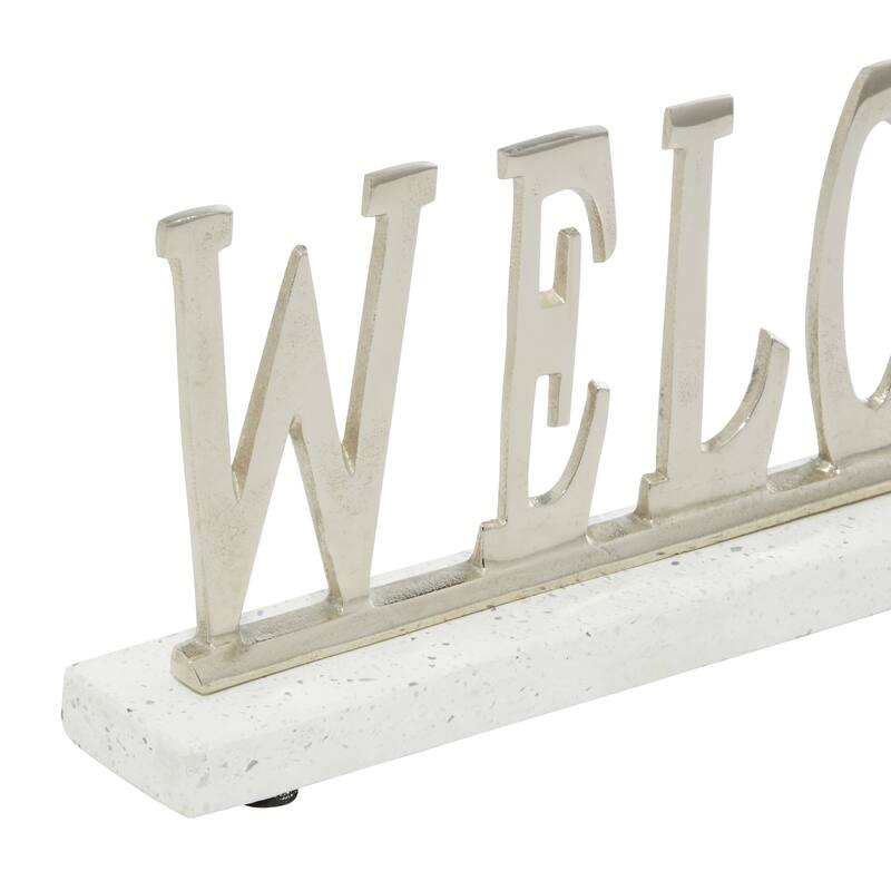Silver Terrazzo Modern Decorative Sign 7 x 21 x 2 - 21 x 2 x 7