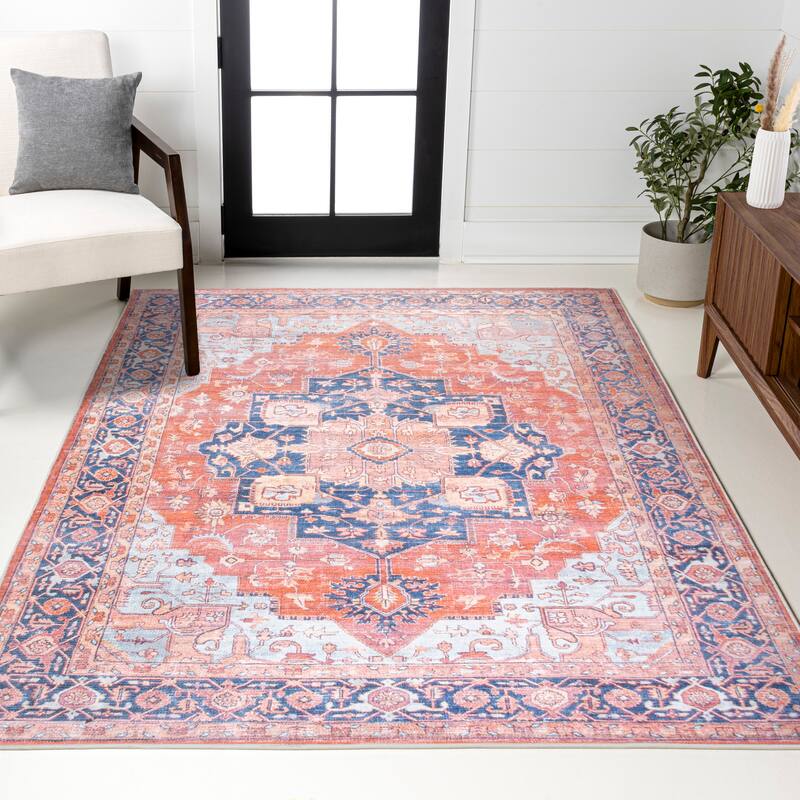 JONATHAN Y Marrakesh Ornate Medallion Machine Washable Area Rug