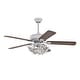 preview thumbnail 14 of 21, Warehouse of Tiffany Praer Washed White 5-blade Lighted Ceiling Fan with Crystal Daisy Bouquet Shade