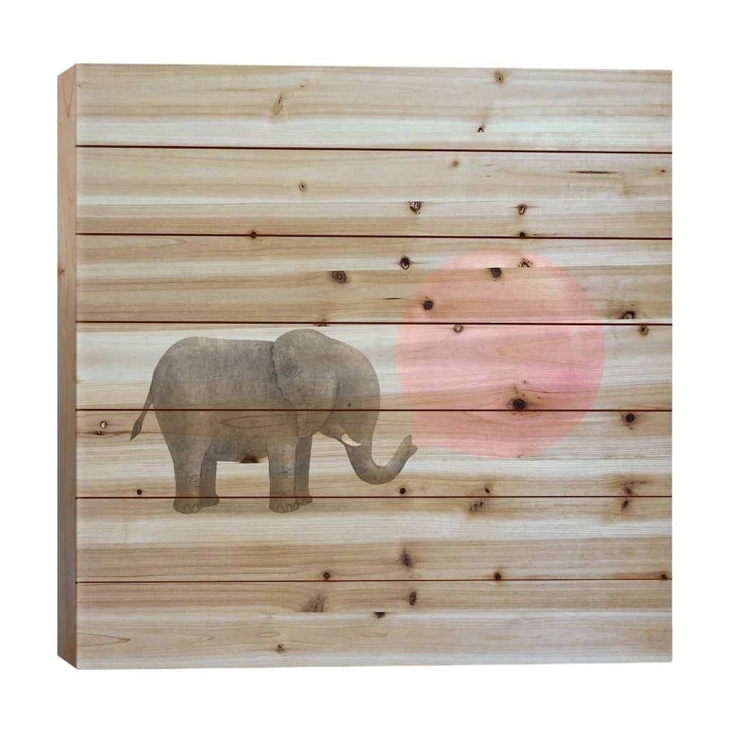 Jumbo Bubble Gum Blue Square Print On Wood by Terry Fan - Multi-Color