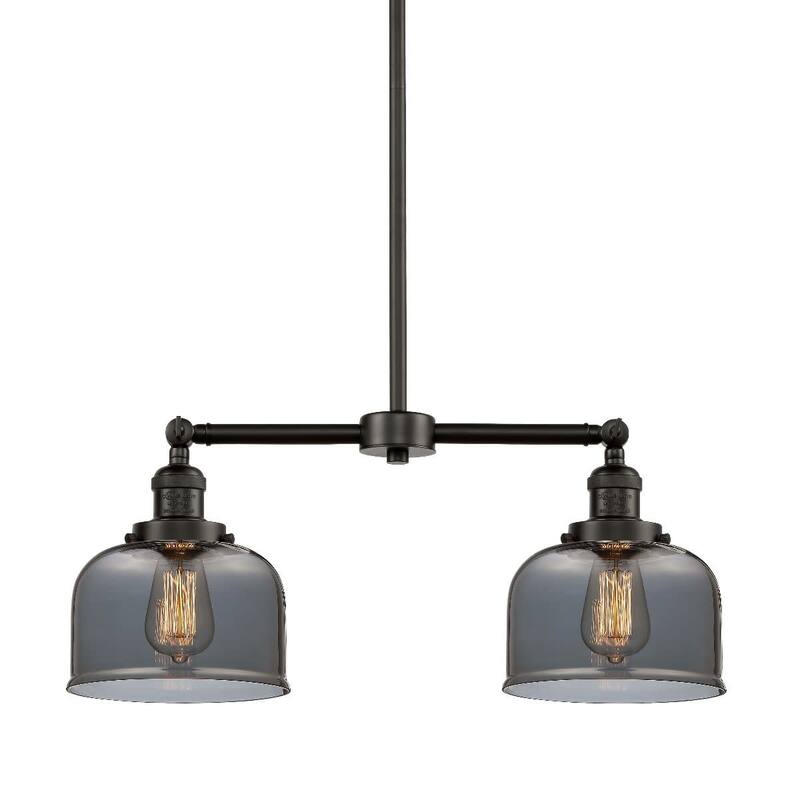 Innovations Lighting Large Bell 2 Light 24" Wide Linear Chandelier - Oil Rubbed Bronze / Plated Smoked