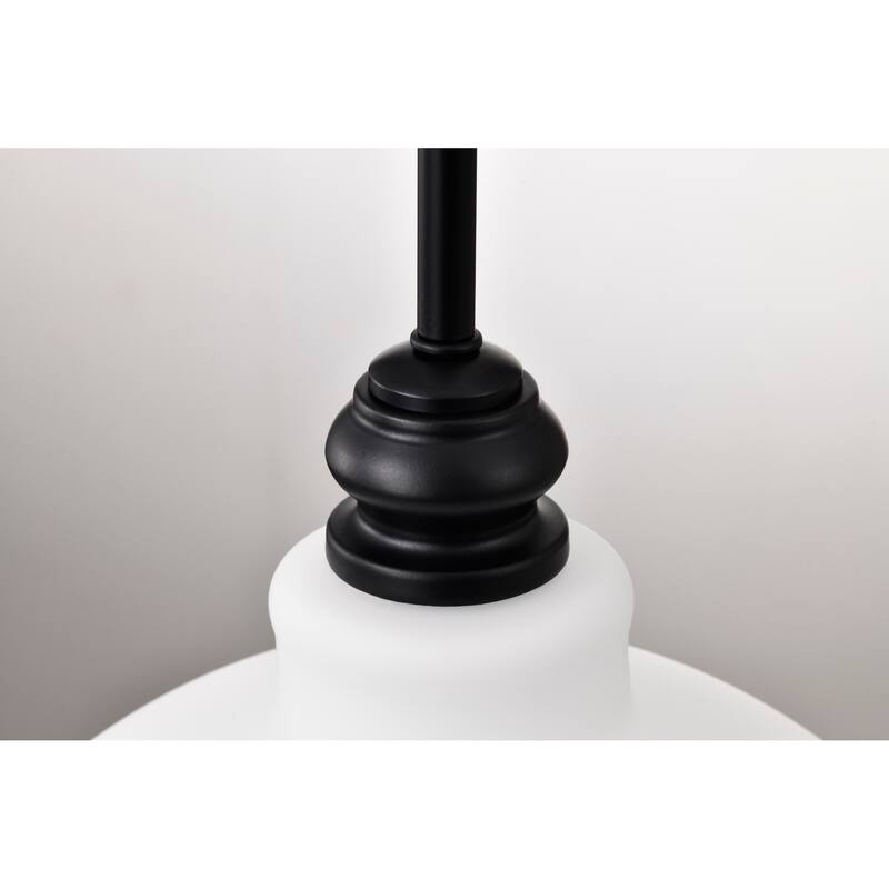 Russel 14 Inch Pendant Matte Black with Satin White Glass - Matte Black