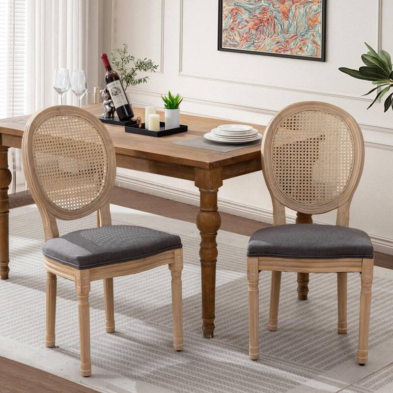 Upholstered French Style Nailhead Dining Chairs(Set of 2)