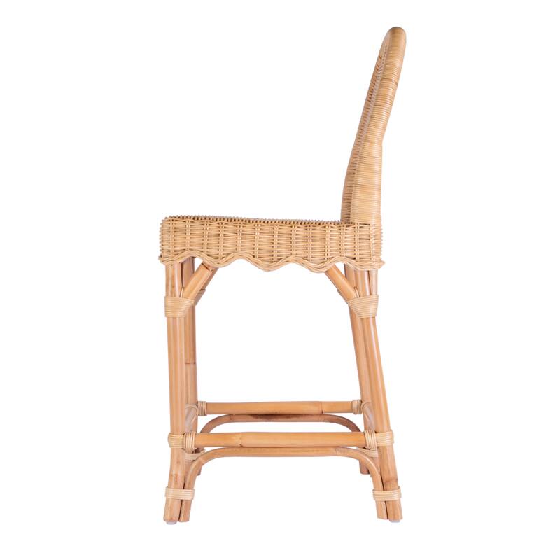 Flora Rattan 24" Scalloped Edge Counter Stool