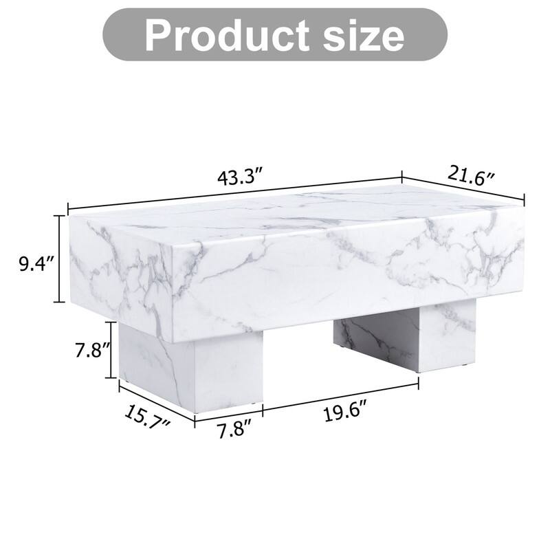 43.3" Length Coffee Table with Marble Texture