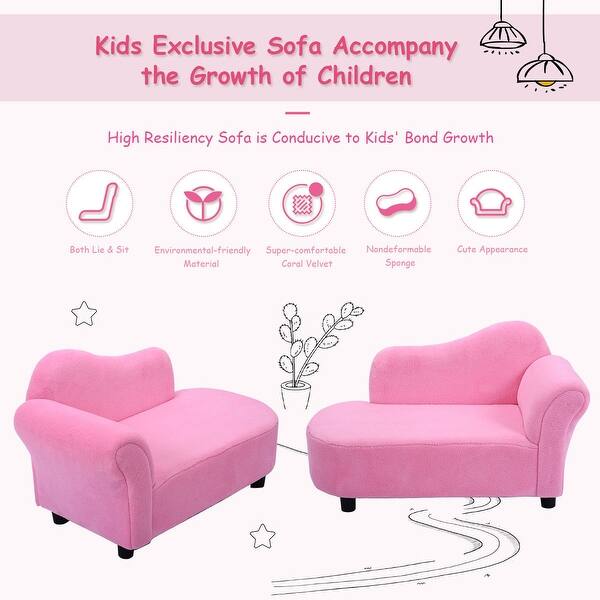 Shop Costway Kids Sofa Armrest Chair Couch Lounge In Pink Free