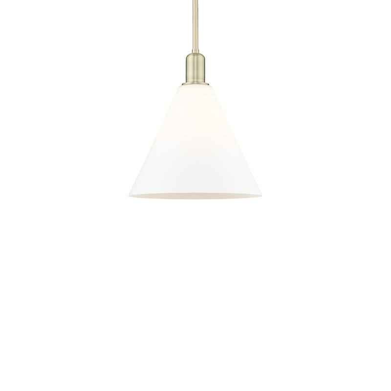 Innovations Lighting 716-1S-14-12 Berkshire Glass Pendant Berkshire - Antique Brass / Matte White