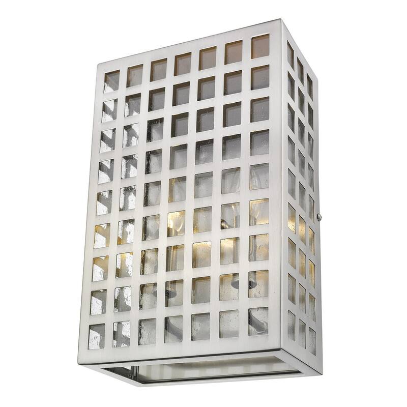 Steel LED Wall Light with Seedy Glass and Flush Mount - 4” x 8” x 13.25” (D x W x H)