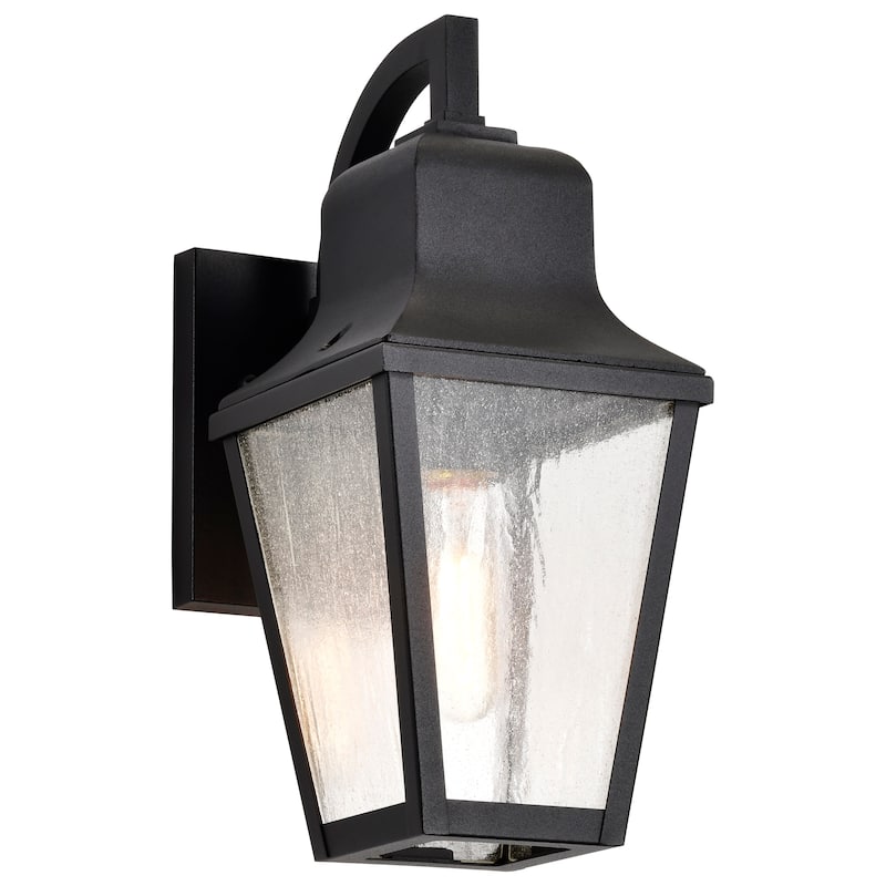 Lawrence 1 Light Small Wall Lantern Matte Black with Clear Seeded Glass