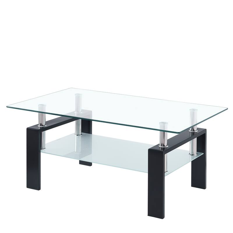 Tempered Glass 2-Layers Coffee End Table