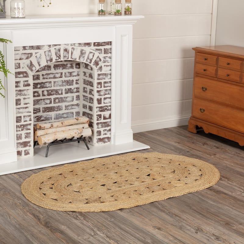 Celeste Jute Rug Oval 36x60 by VHC Brands - 3' x 5' - 3' x 5' - Natural