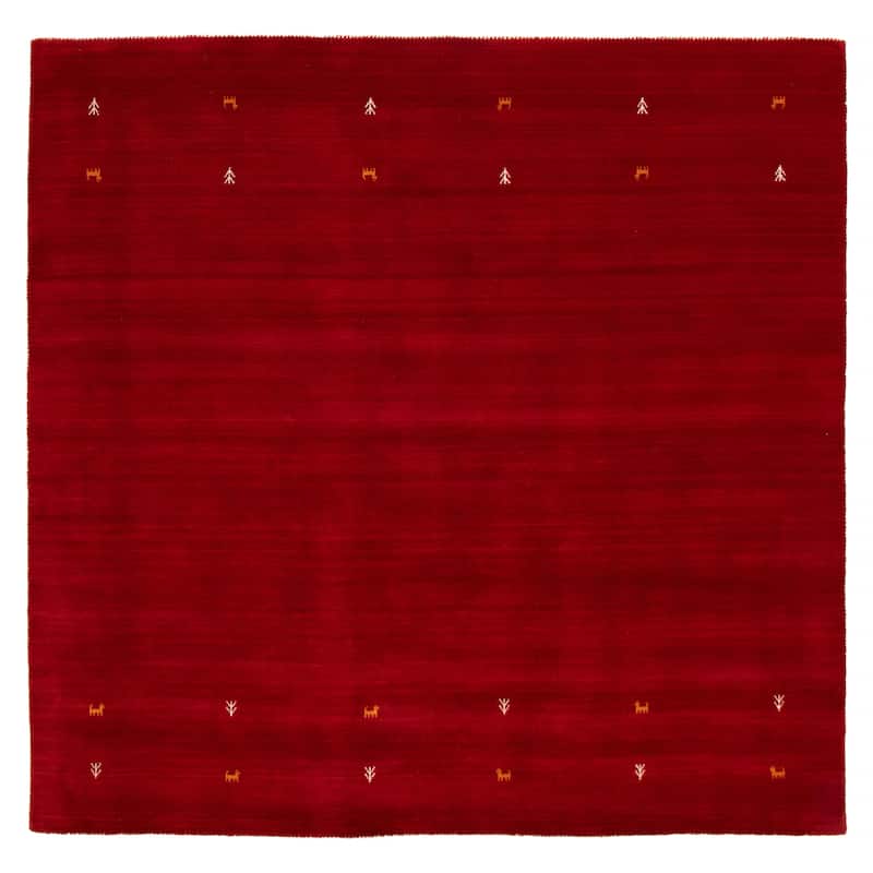 Kashkuli Gabbeh Red Rug 8'1" x 8'1" - 8'1 x 8'1 - Red - 8'1 x 8'1