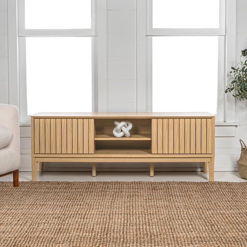 Damien 58 in. Farmhouse 3-Storage Sliding Door TV Stand Fits TVs up to 65 in. with Cable Management, by JONATHAN Y - 58"
