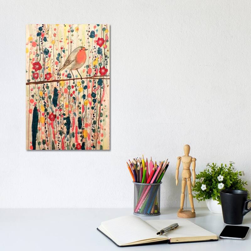 iCanvas "Je Ne Suis Pas Qu'un Oiseau" by Sylvie Demers Canvas Print - 12x8x0.75