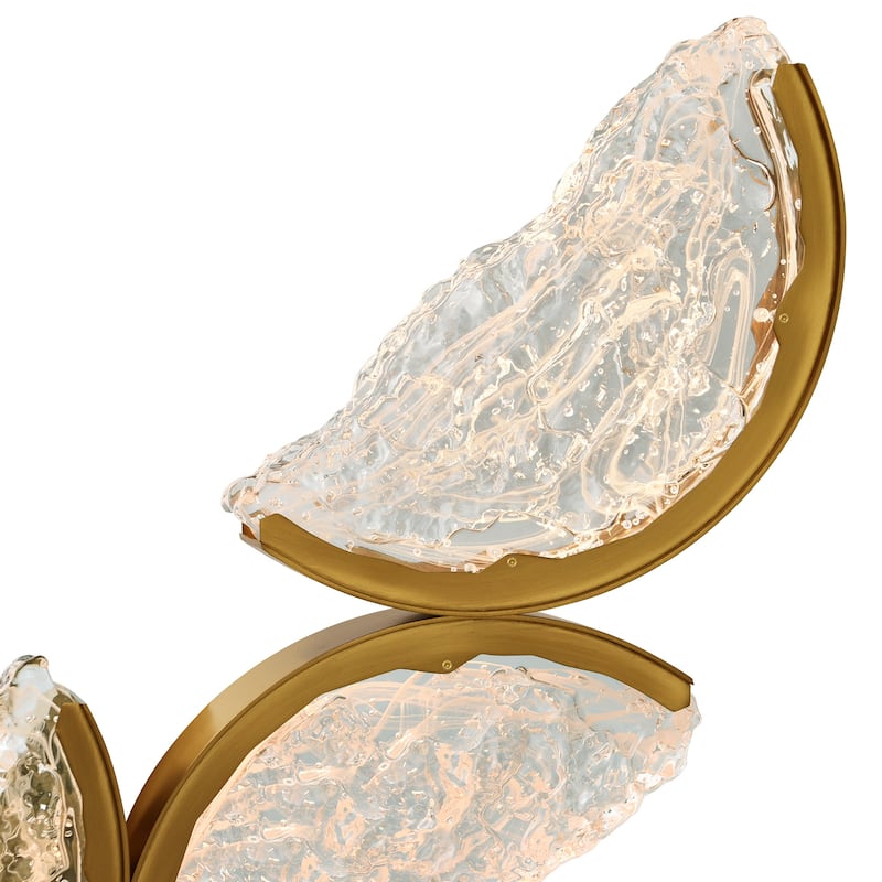 Moon Integrated LED 54in Brass Chandelier with Handcrafted Glass