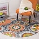 preview thumbnail 2 of 11, SAFAVIEH Handmade Cedar Brook Theodocia Modern Cotton Rug 5' Round - Blue/Orange - Round