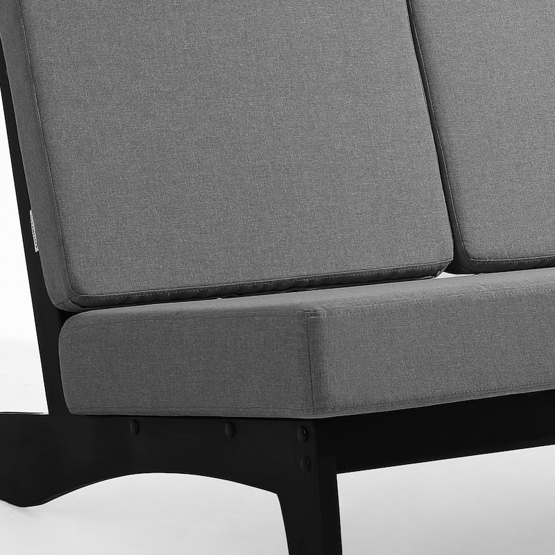 Outdoor Wood Club Chairs Set Loveseat with Cushion