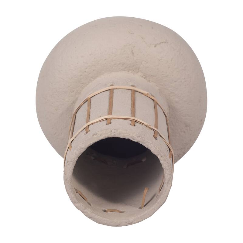 Sagebrook Home Ecomix Ivory Weave Nomad Vase, Round, Solid Color, Flower Arrangement Centerpiece