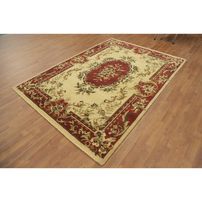 Victorian Style Floral Indian Area Rug 6x8 - 7' 10'' X 5' 9''