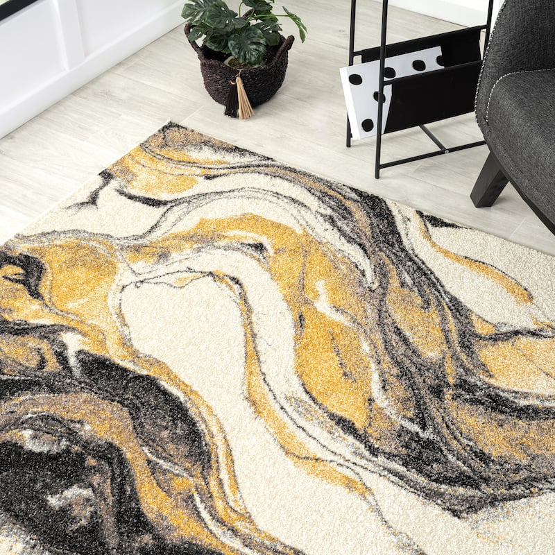 Abani Rugs Laguna LAG240A Modern Yellow Marble Area Rug