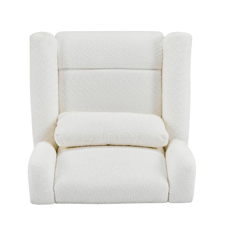 Boucle Fabric Power Recliner Chair, Swivel Armchair with Adjustable Backrest, Modern Swivel Recliner with Thick Cushion