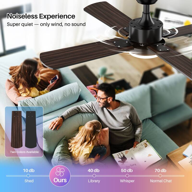 Modern Farmhouse Large Ceiling Fan with Integrated Light and Remote, Ceiling Fan with Timer and 6-speed Wind