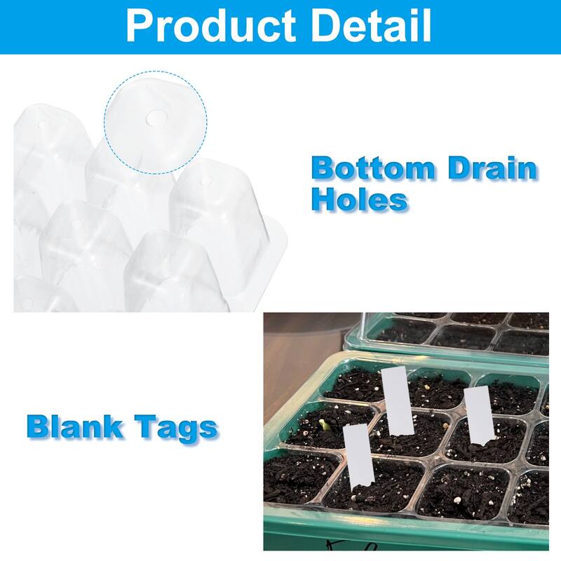 5 Pack 12 Cell Seeding Starting Tray Kit for Greenhouse Planting