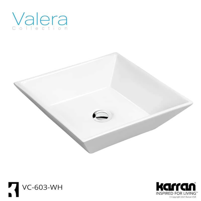 Karran Valera 16" Vitreous China Vessel Bathroom Sink in White