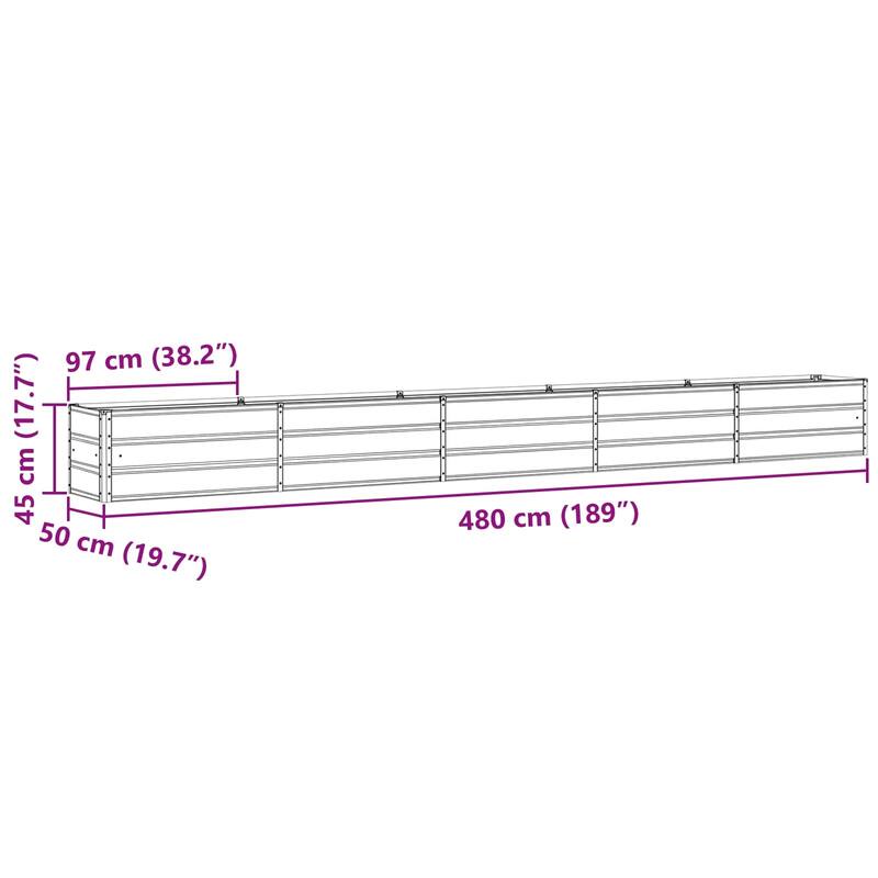 vidaXL Planter in Galvanised Steel - 39.37 x 19.69 x 17.72