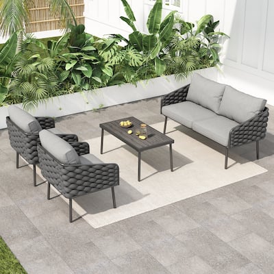 4-Pieces Outdoor Metal Patio Furniture Set