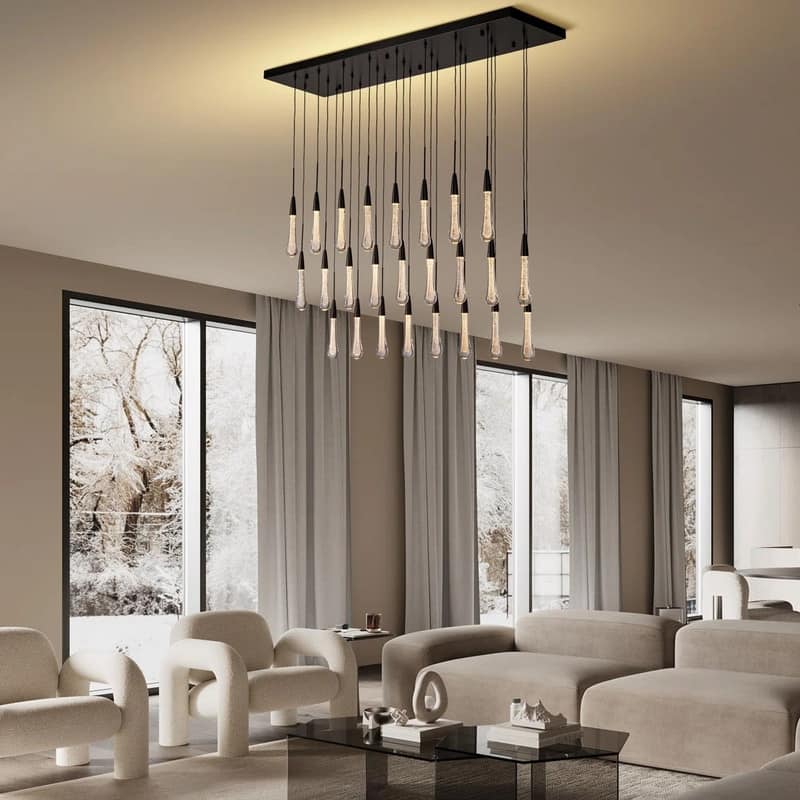KAYLA Raindrop Chandelier, Modern Glass Pendant Light, Bulb Included