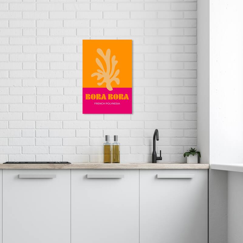 Wynwood Studio Canvas Typography and Quotes Travel to Bora Bora Orange Nautical & Coastal Wall Art Canvas Print - 24 x 16