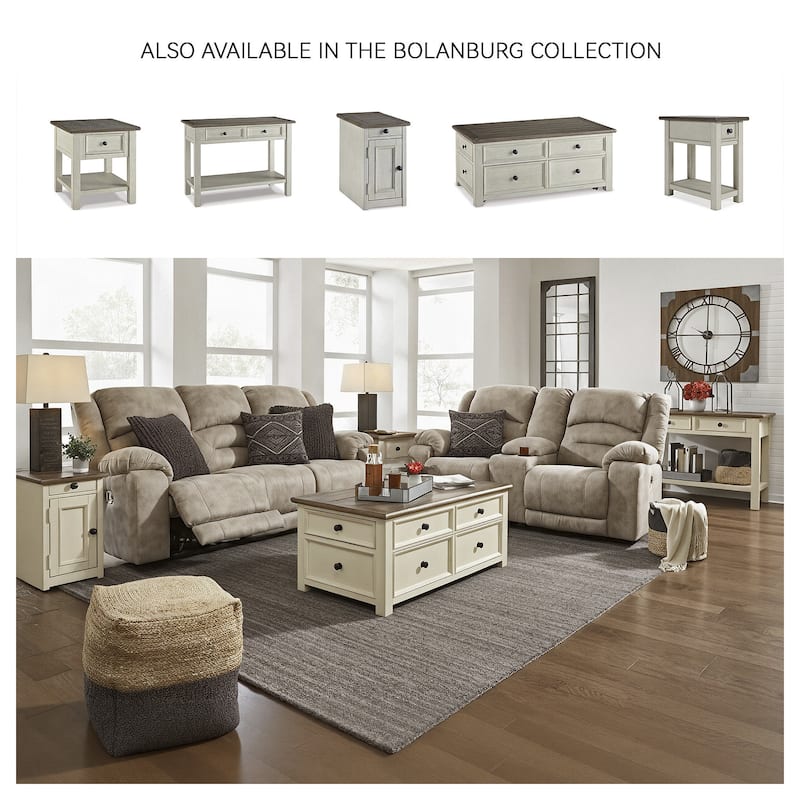 Signature Design by Ashley​ Bolanburg Casual Chair Side End Table, Gray/Antique White - 24"W x 14"D x 24"H