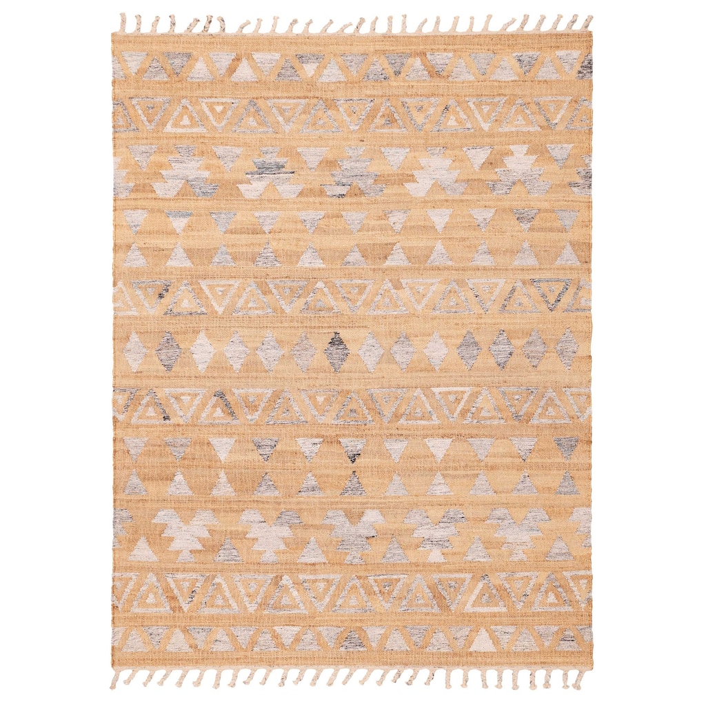 ECARPETGALLERY Flat-Weave Palas Denizli Tan Jute, Rayon Kilim - 5'6 x 7'5